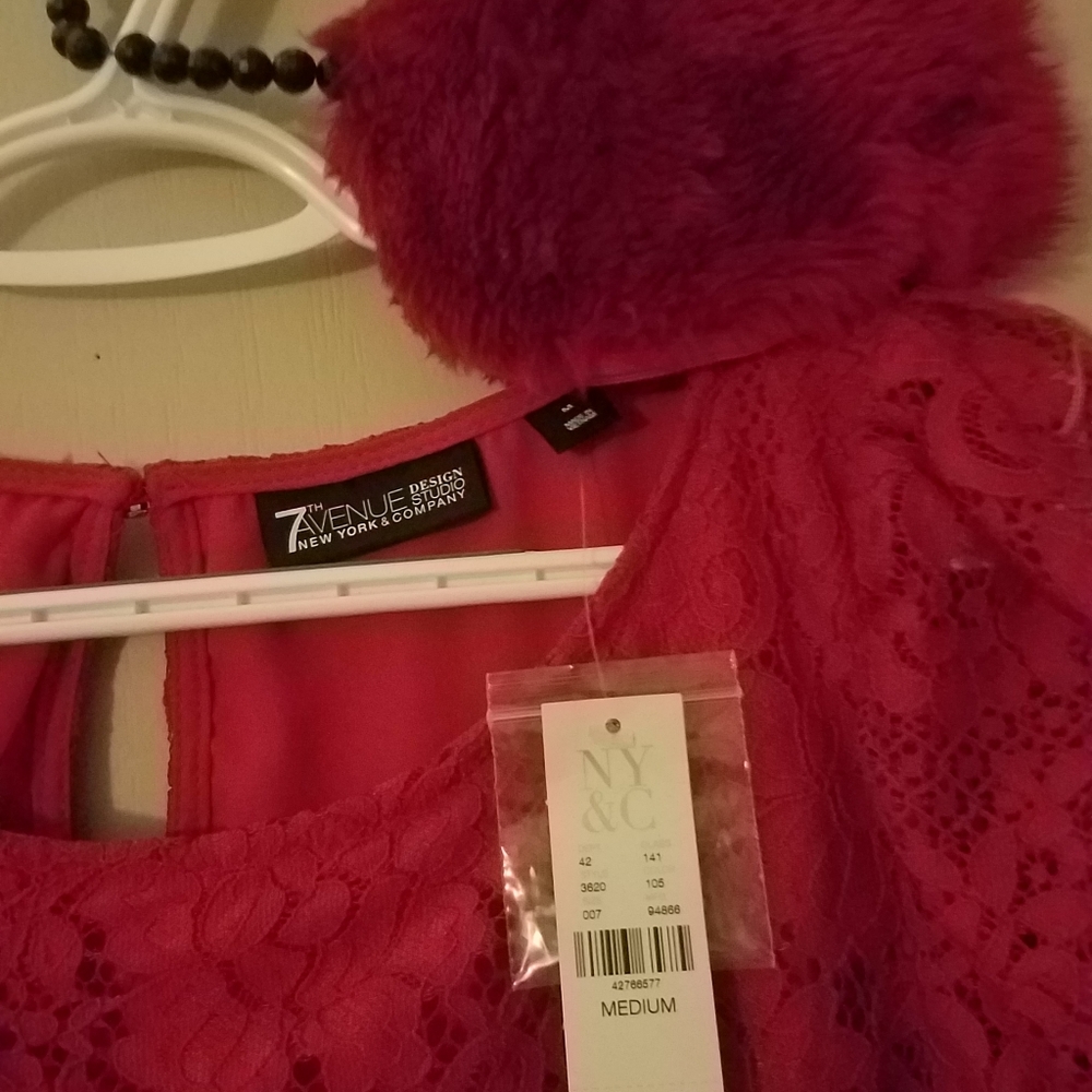 NY& Company Red Lace  Medium Blouse with Heart Shaped Bag